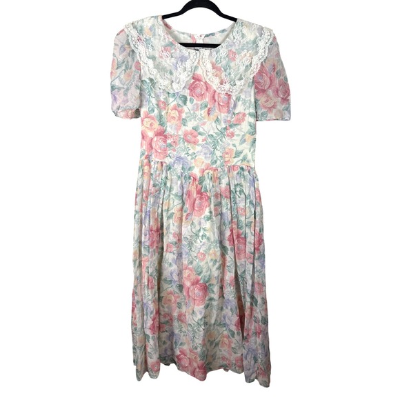 Gunne Sax Dresses & Skirts - Jessica McClintock Gunne Sax Vintage Floral Lace Midi Dress Pink Size 11/12
